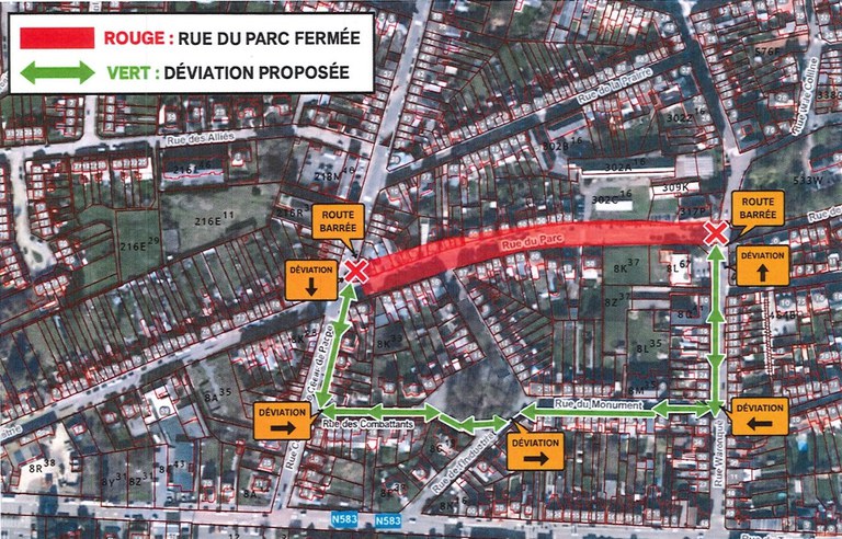Travaux de voirie - Rue du Parc - Déviation Travaux de voirie - Rue du Parc - Déviation